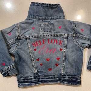 CUSTOM Denim jacket for toddler with embellishments and sparkles
